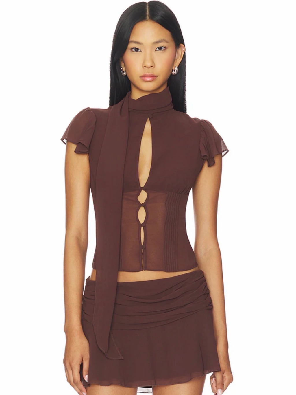 Guizio Ara Top & Skirt Set In Espresso